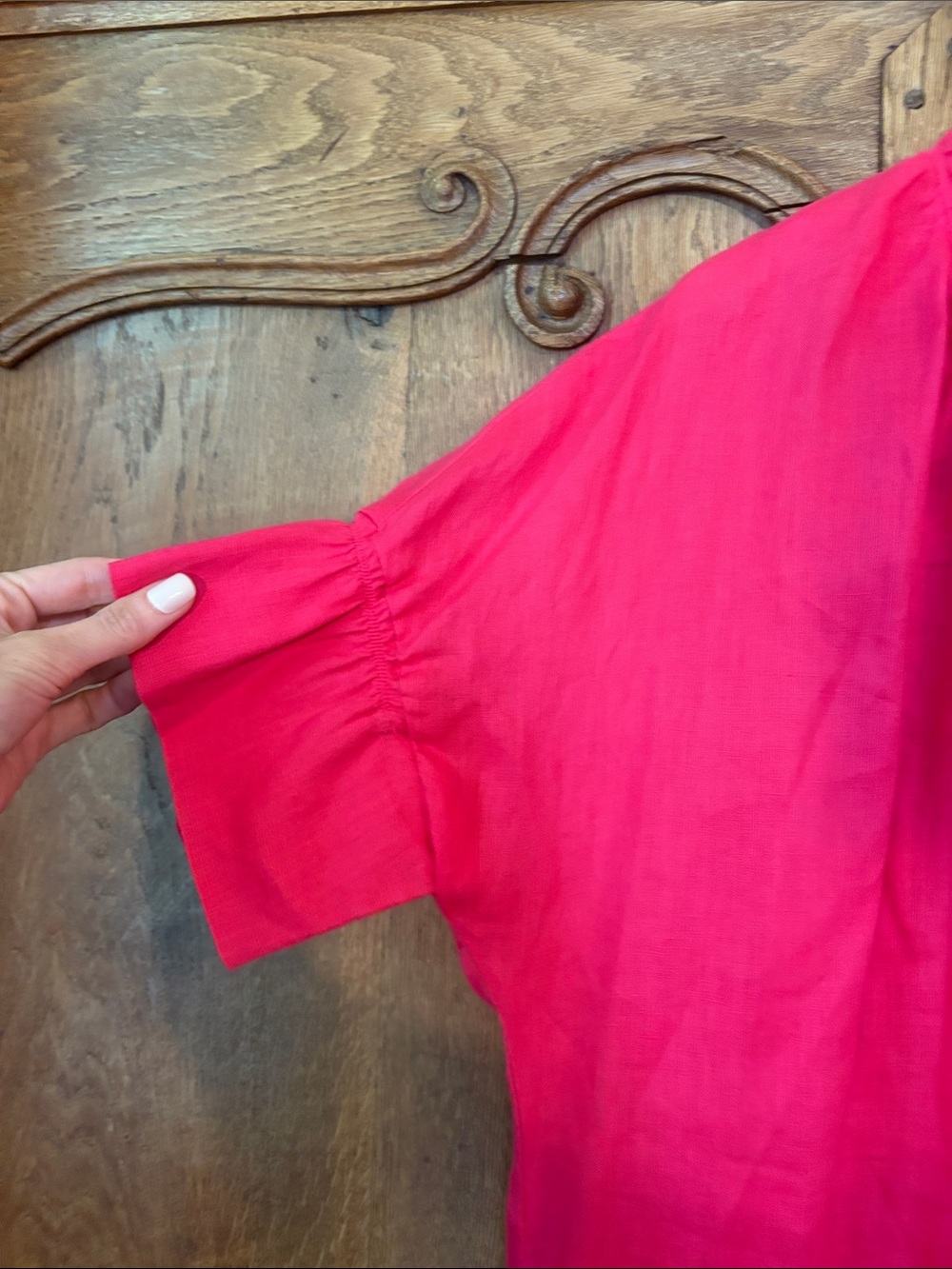 Finley Crosby Bell-Sleeve Ruffle-Trim Linen Shirtdress - Picture 4 of 14